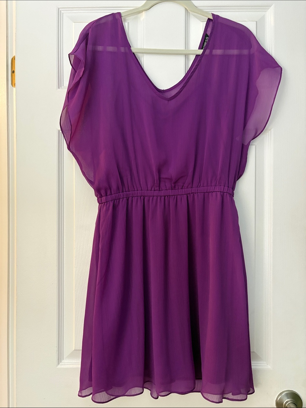 Express Purple Chiffon V-Neck Casual Dress
